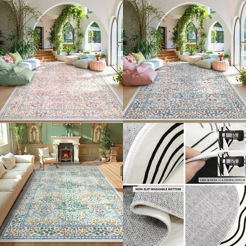 Flooring Home Decor - 핑크 거실 카펫 대형 기계 세탁