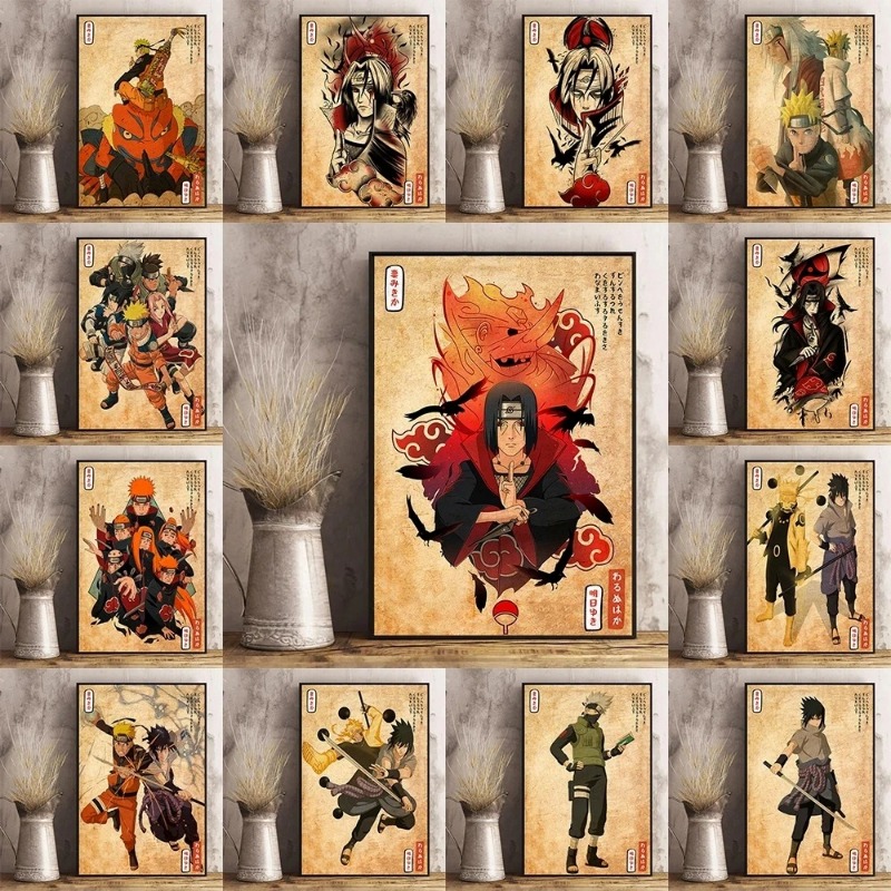 Home Decor Japandi - 일본 애니메이션 나루토 포스터 레트로 아트