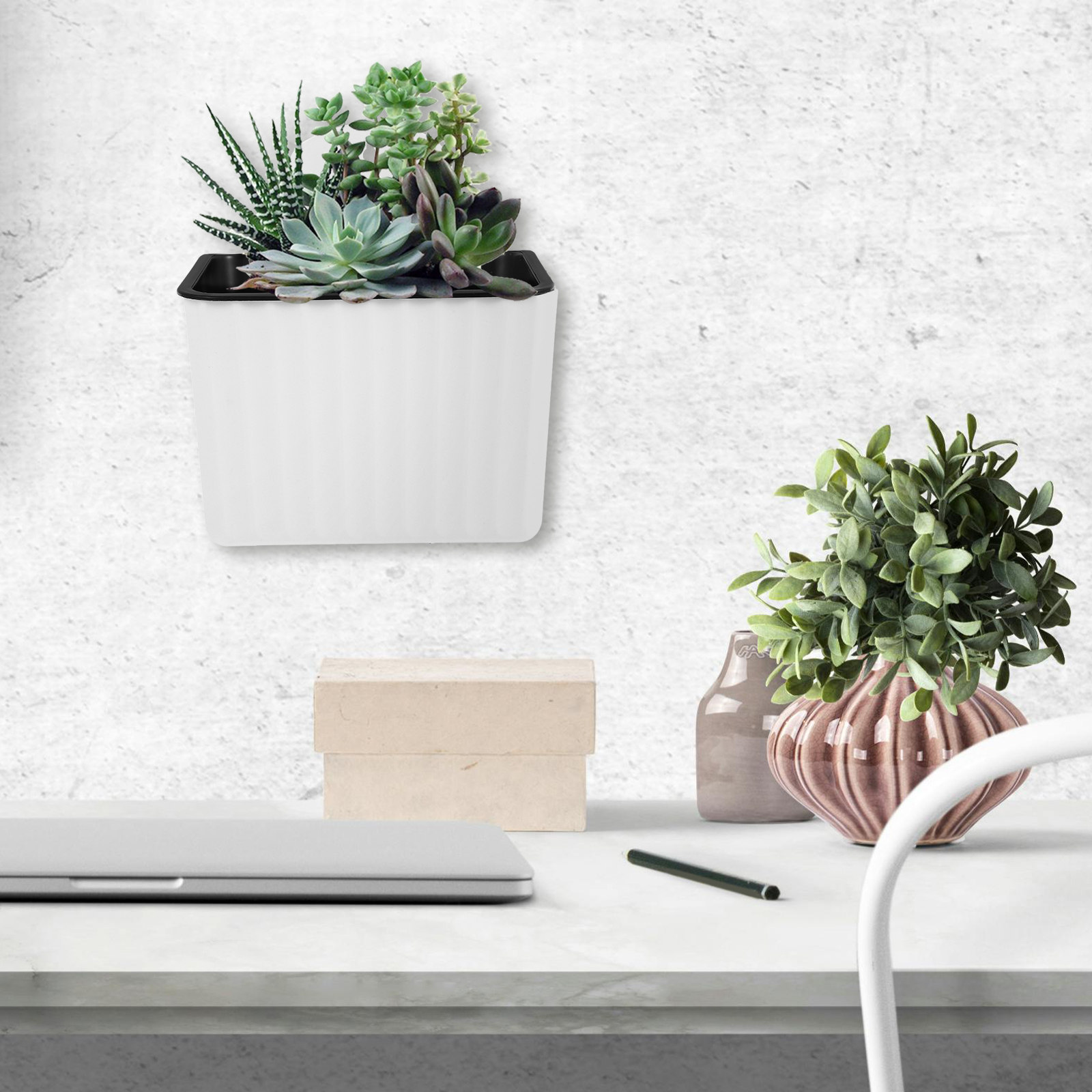 Succulent Planter Pot - 2개 벽걸이 화분 자동급수 플라스틱 걸이형