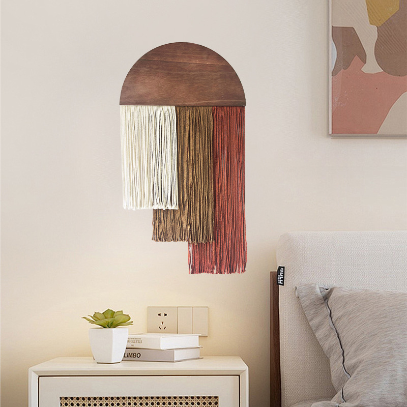 반원형 나무 태슬 태피스트리 삼색 계단식 태슬 벽 장식 - Home Decor Japandi 리뷰 및 가격
