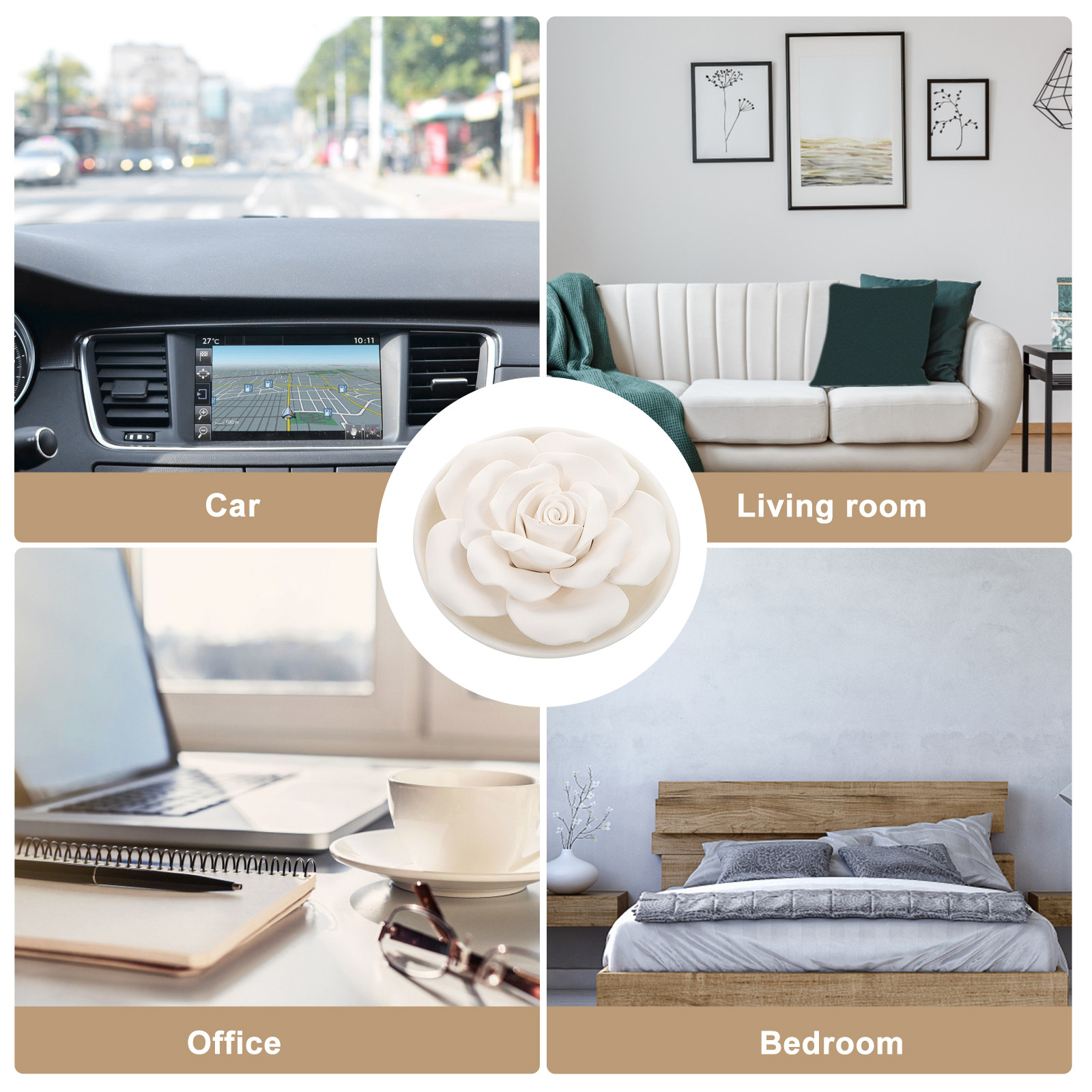 휴대용 에센셜 오일 디퓨저 스톤 꽃 모양 아로마테라피  - Home Decor Flowers 리뷰 및 가격