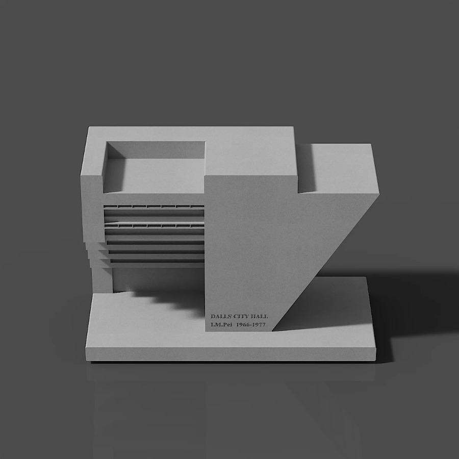 I M Pei 달라스 시청 시멘트 콘크리트 건물 모형  - Home Decor Dallas 리뷰 및 가격