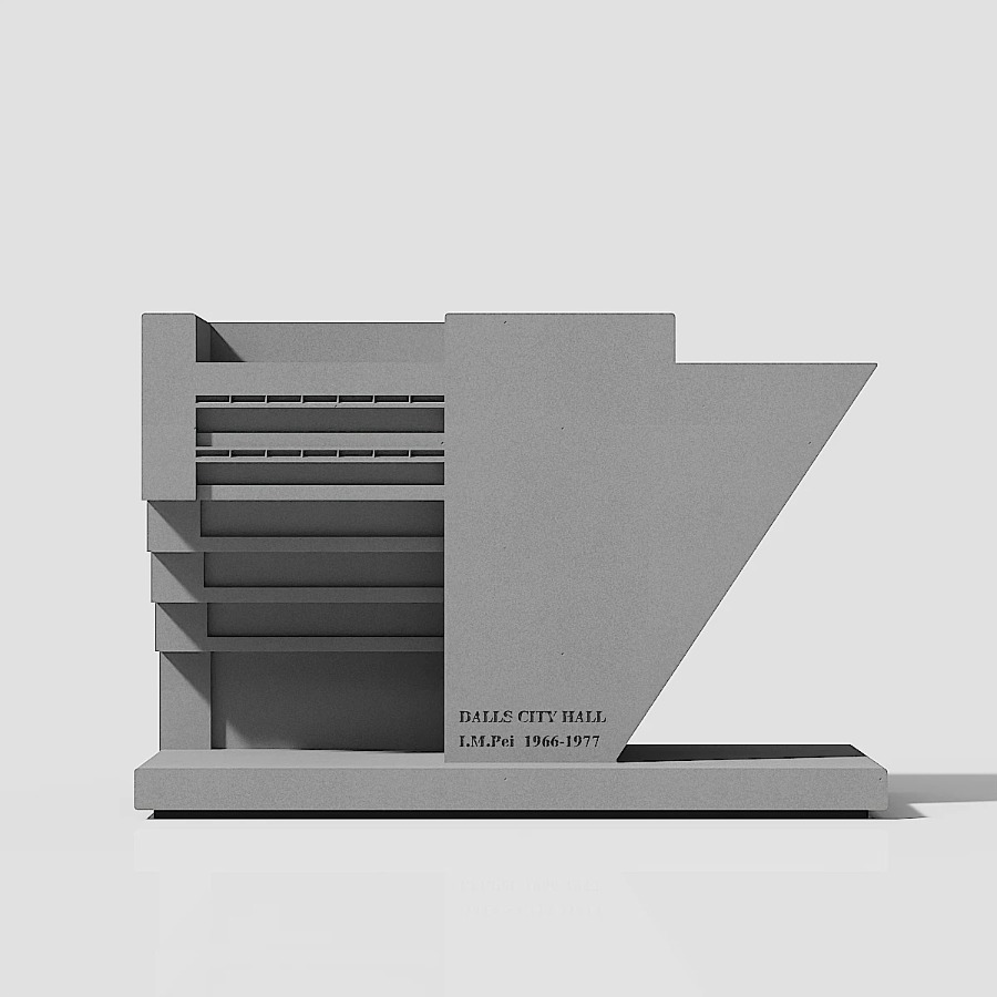 I M Pei 달라스 시청 시멘트 콘크리트 건물 모형  - Home Decor Dallas 리뷰 및 가격