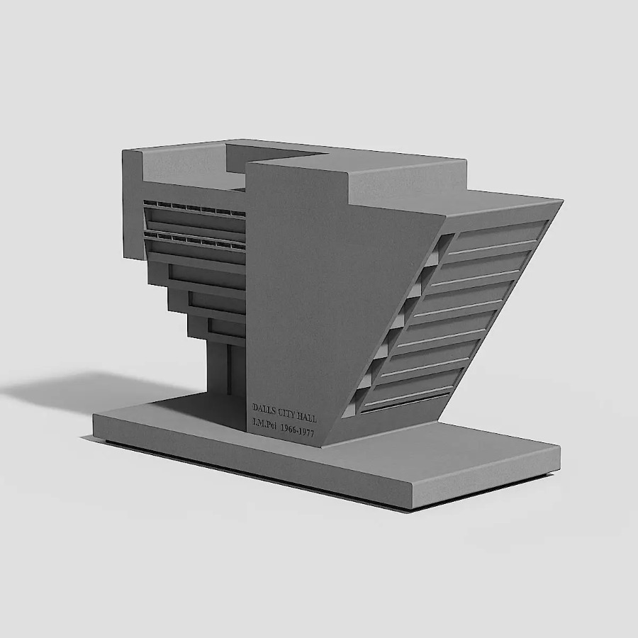 I M Pei 달라스 시청 시멘트 콘크리트 건물 모형  - Home Decor Dallas 리뷰 및 가격