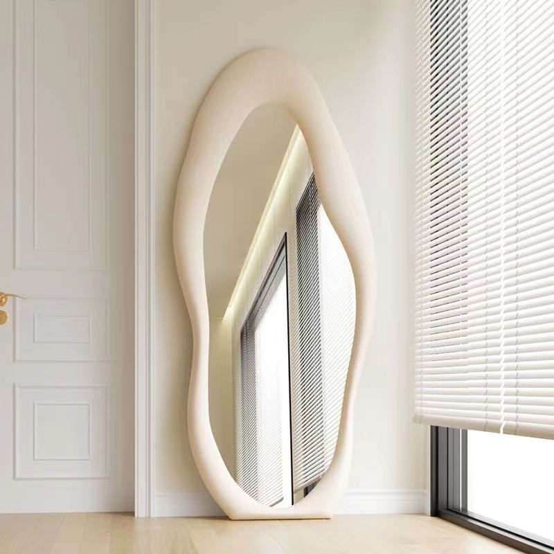 크림색 불규칙 풀 사이즈 전신 거울 벨벳 프레임 스탠딩 - Flooring Home Decor 리뷰 및 가격