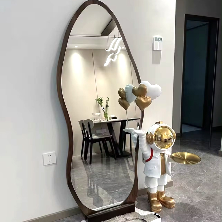 크림색 불규칙 풀 사이즈 전신 거울 벨벳 프레임 스탠딩 - Flooring Home Decor 리뷰 및 가격