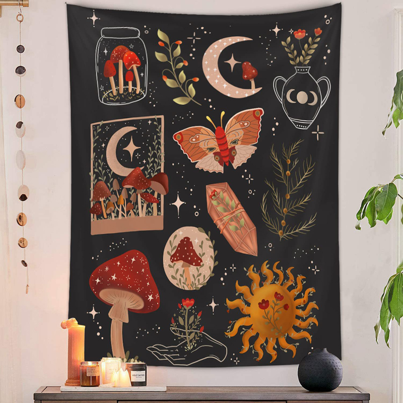 사이키델릭 버섯 태피스트리 점술 심령 벽걸이 히피 보헤 - Home Decor Etsy 리뷰 및 가격