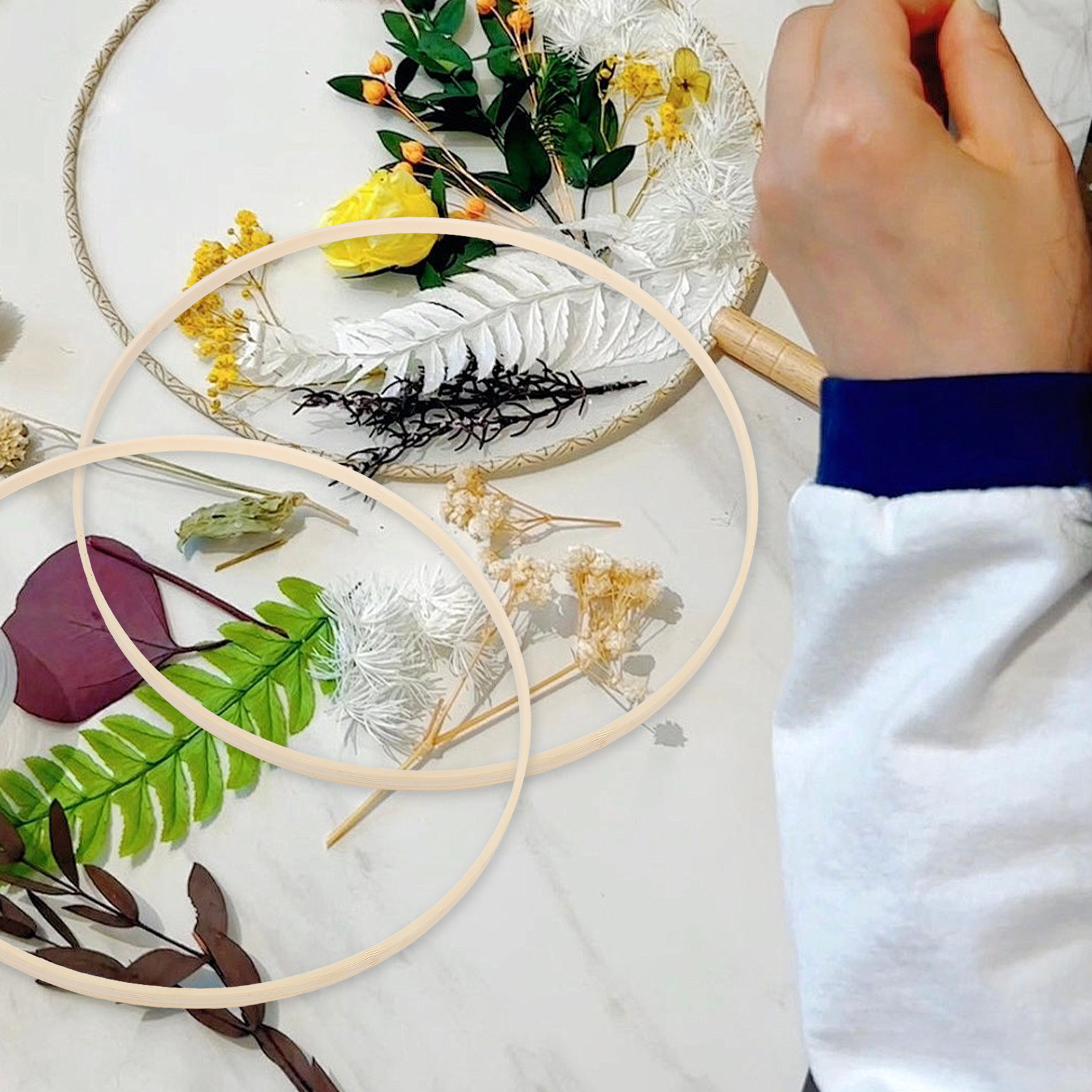 10Pcs 대나무 꽃 고리 소박한 화환 베이스 DIY  - Home Decor Garland 리뷰 및 가격