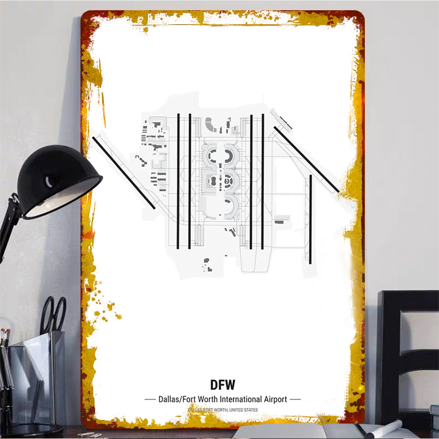 DFW 공항 지도 금속 벽 예술 현대 미니멀리스트 홈  - Home Decor Dallas 리뷰 및 가격