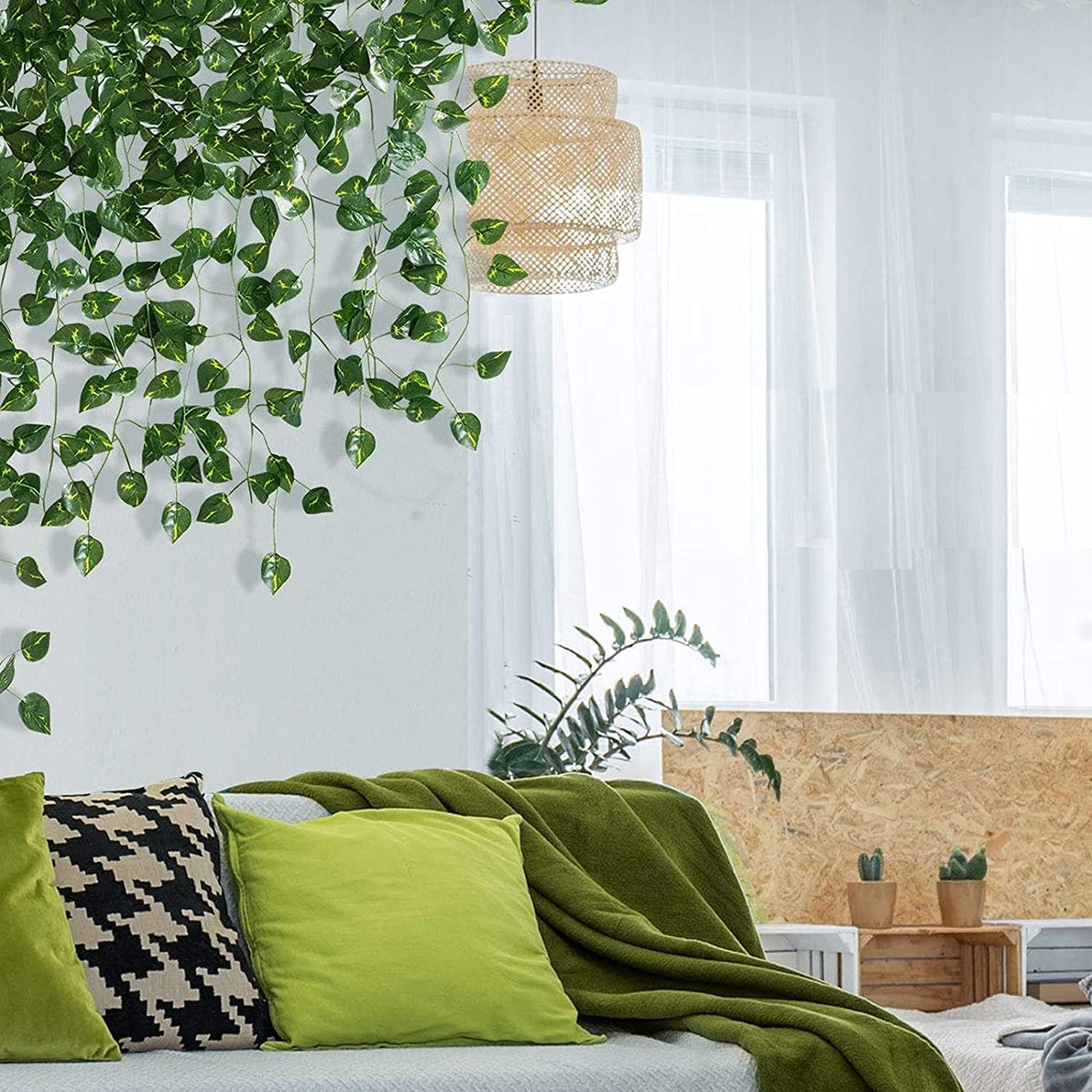 1/3/6/12pcs 인공 아이비 잎 화환 가짜 식물  - Home Decor Garland 리뷰 및 가격
