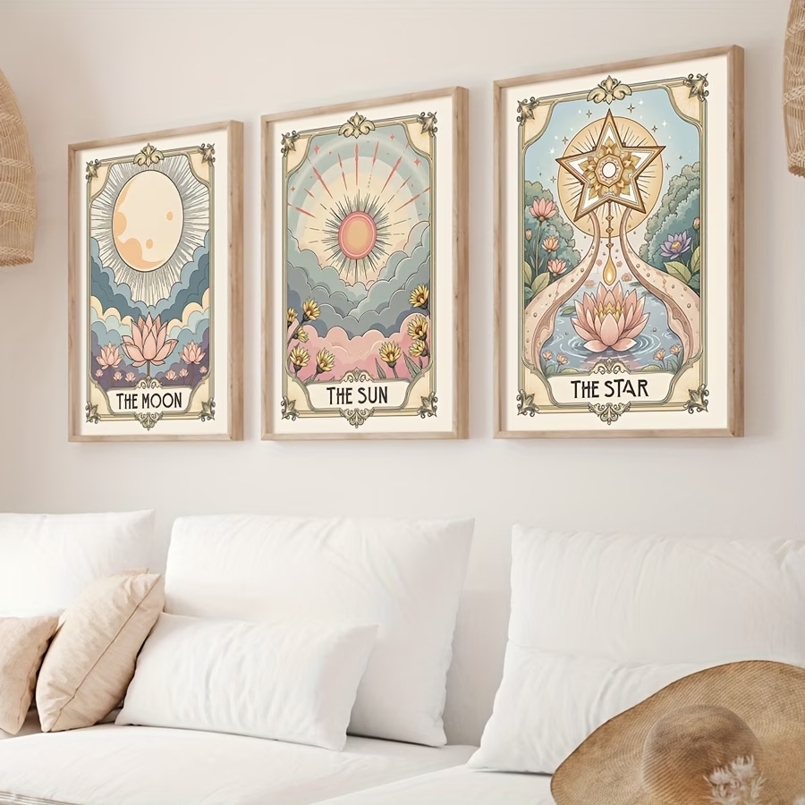 현대 보헤미안 타로 태양과 달 벽 아트 인쇄 캔버스 그 - Home Decor Foto 리뷰 및 가격