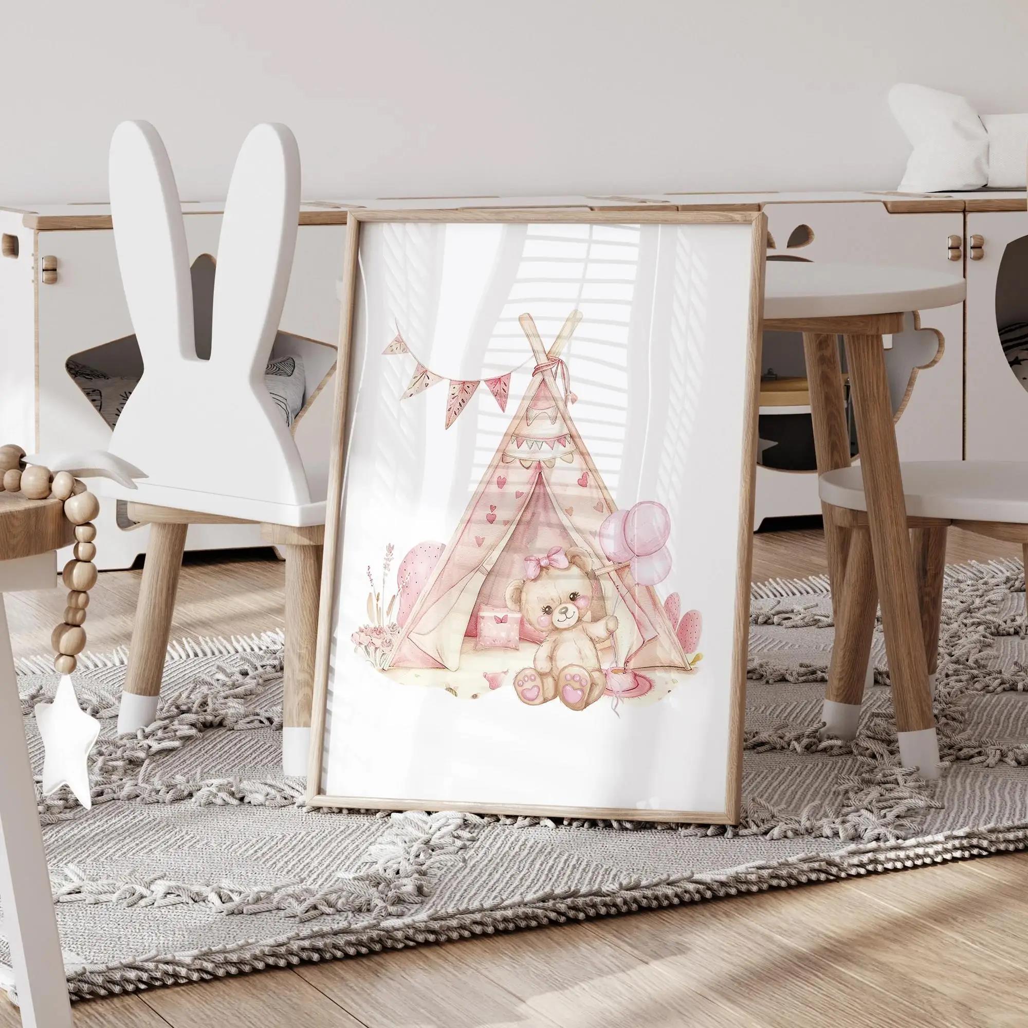 핑크 드림 베어 회전 목마 텐트 스윙 벽 아트 인쇄 캔 - Home Decor Foto 리뷰 및 가격