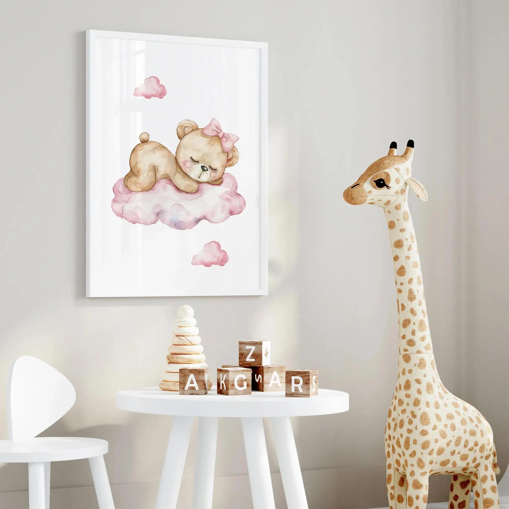 핑크 드림 베어 회전 목마 텐트 스윙 벽 아트 인쇄 캔 - Home Decor Foto 리뷰 및 가격