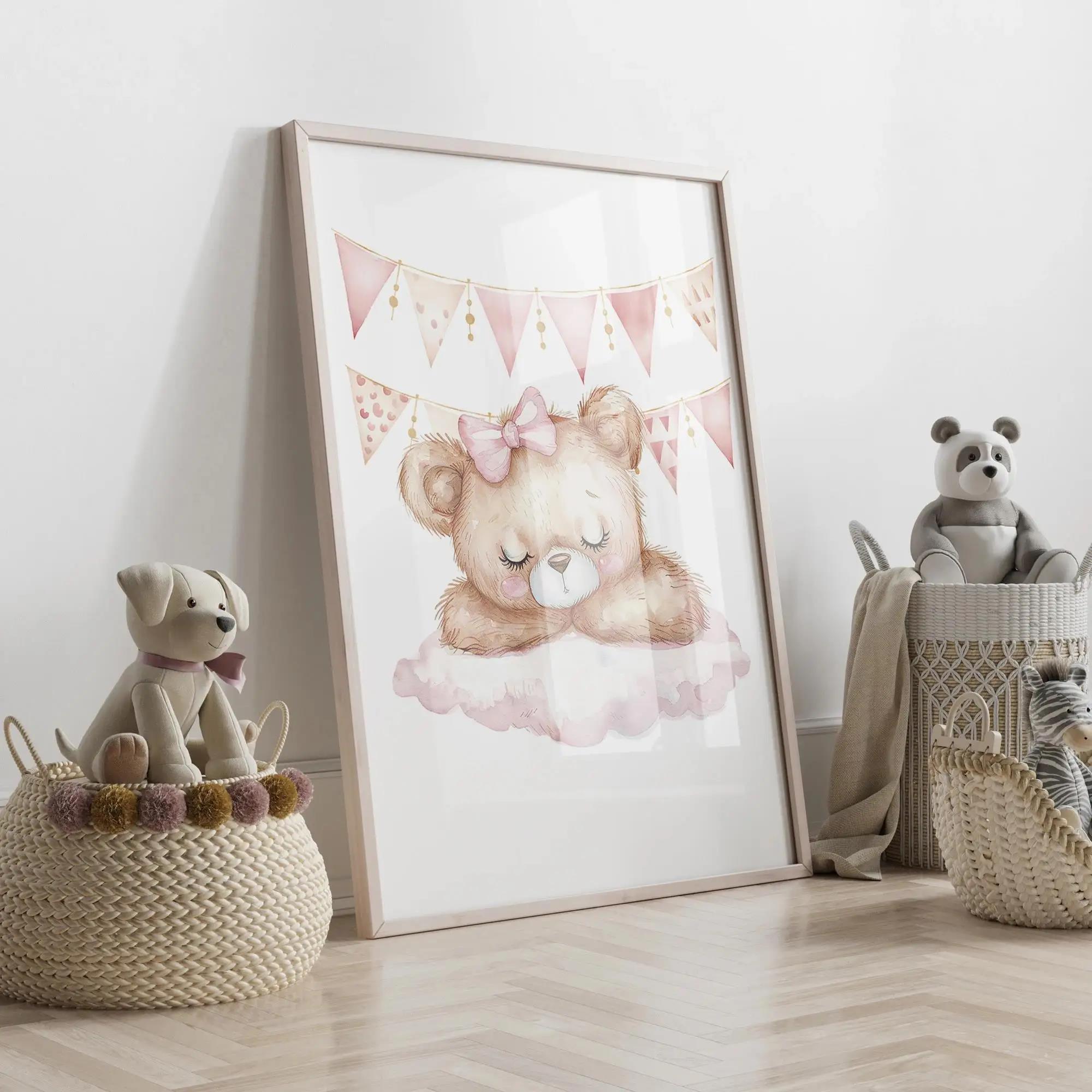 핑크 드림 베어 회전 목마 텐트 스윙 벽 아트 인쇄 캔 - Home Decor Foto 리뷰 및 가격