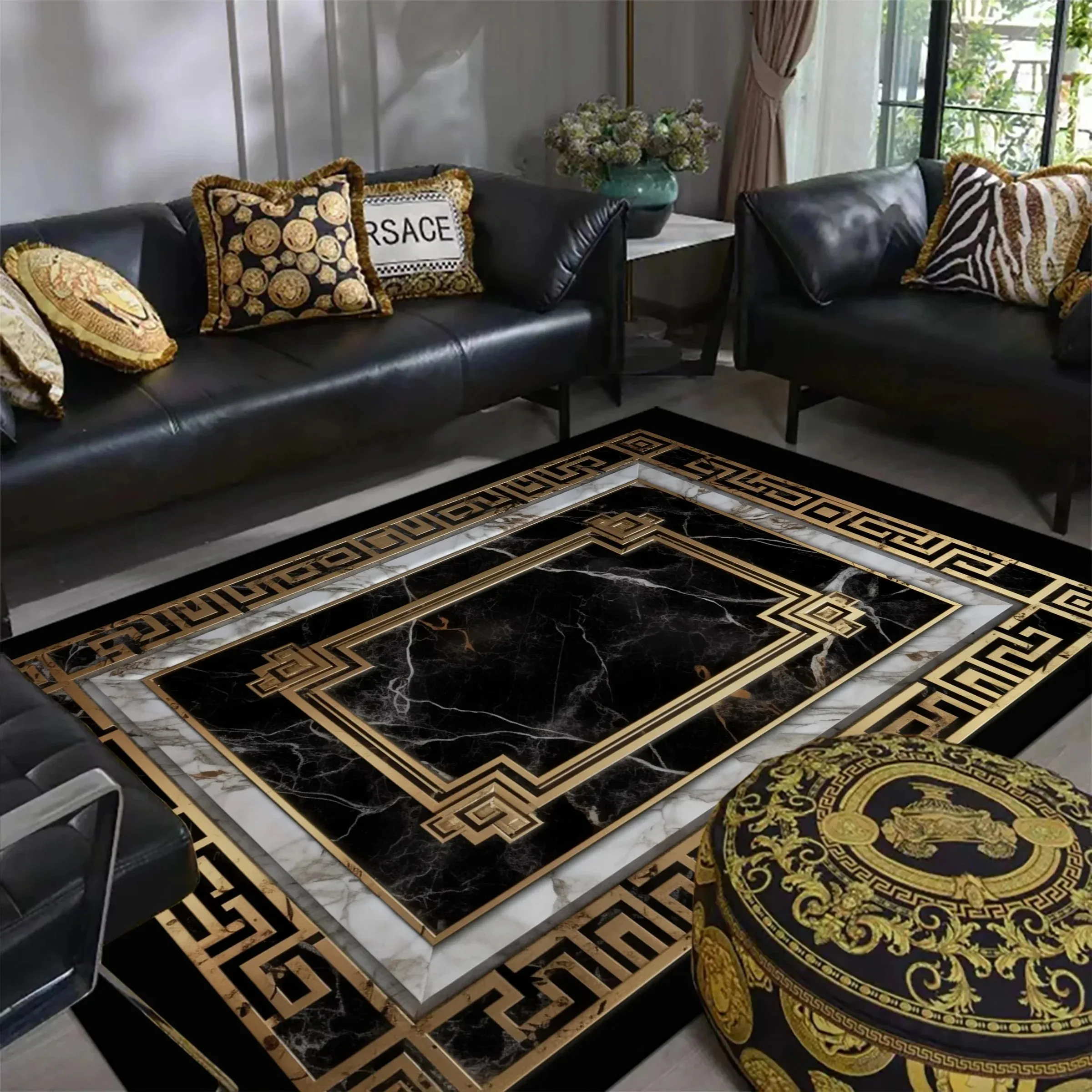 EGM 2025 럭셔리 블랙 골드 대형 카펫 (거실용) - Home Decor Ig 리뷰 및 가격