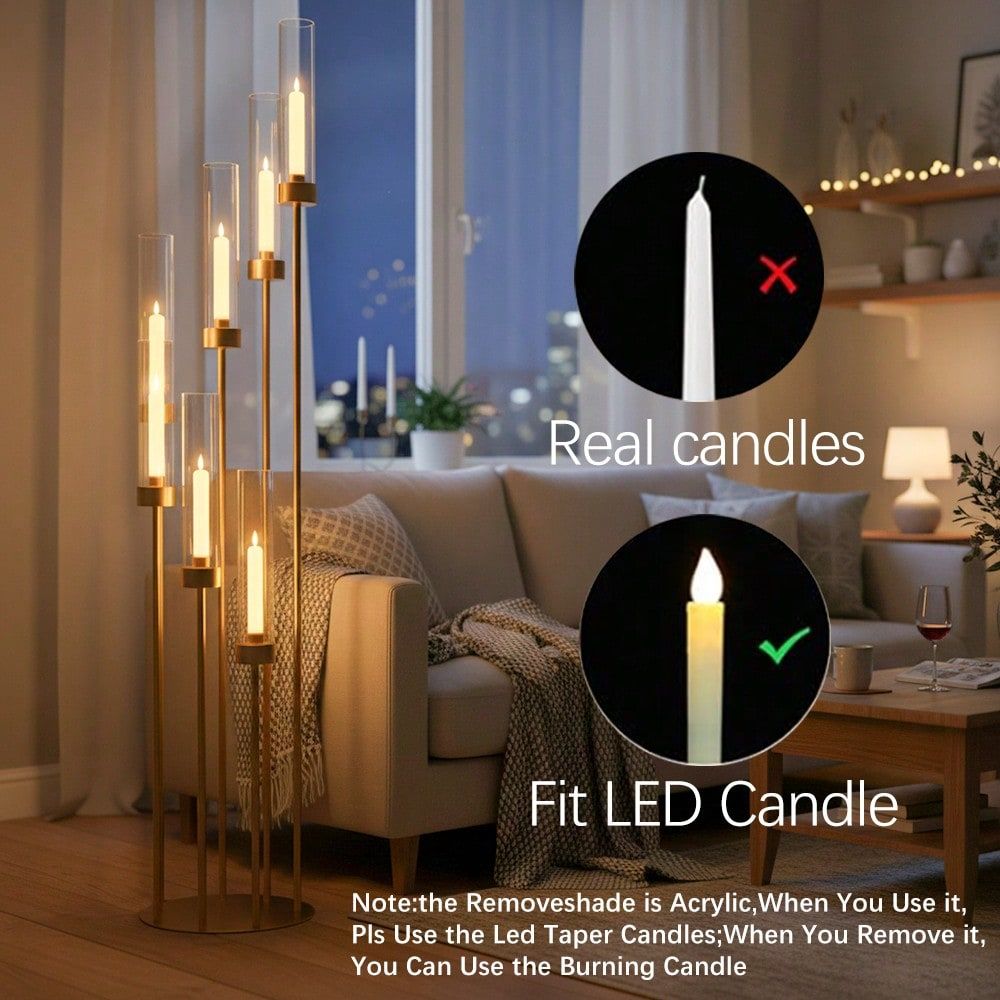 2개 세트 7암 골드 플로어 캔들라브라 웨딩 센터피스, - Flooring Home Decor 리뷰 및 가격