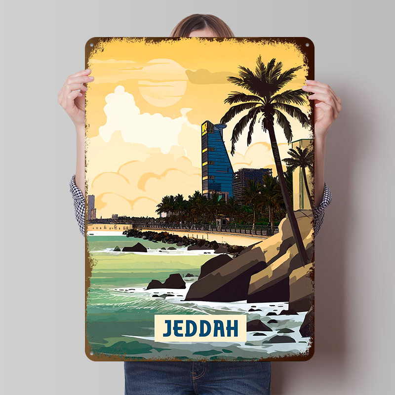 제다 포스터 맞춤형 빈티지 금속 간판 벽 장식 레트로  - Home Decor Jeddah 리뷰 및 가격