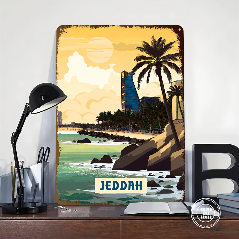 제다 포스터 맞춤형 빈티지 금속 간판 벽 장식 레트로  - Home Decor Jeddah 리뷰 및 가격