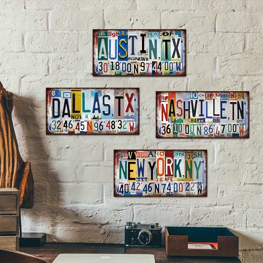 2D 평면형, 빈티지 & 남부 도시 메탈 벽 장식 -  - Home Decor Dallas 리뷰 및 가격