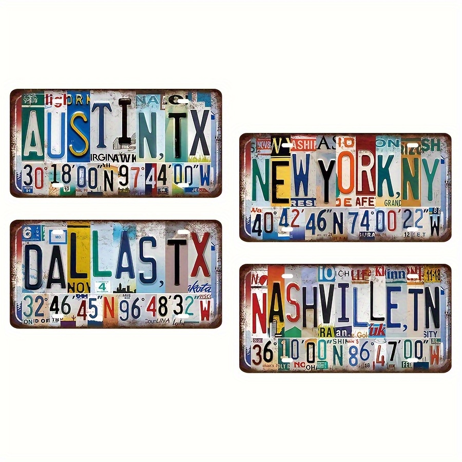 2D 평면형, 빈티지 & 남부 도시 메탈 벽 장식 -  - Home Decor Dallas 리뷰 및 가격
