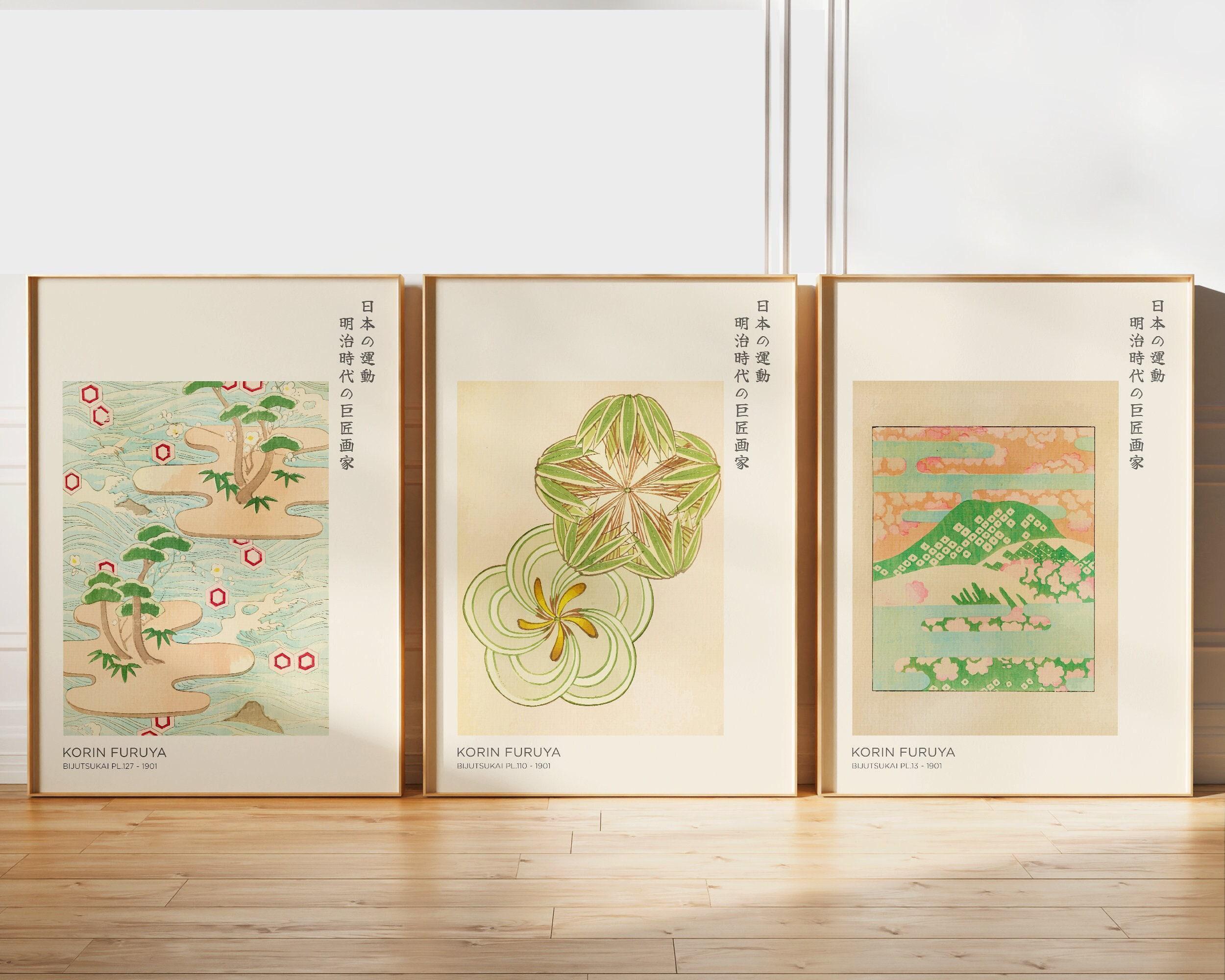 3피스 일본 자연 벽 장식, 빈티지 꽃무늬 산 풍경 목 - Home Decor Japandi 리뷰 및 가격