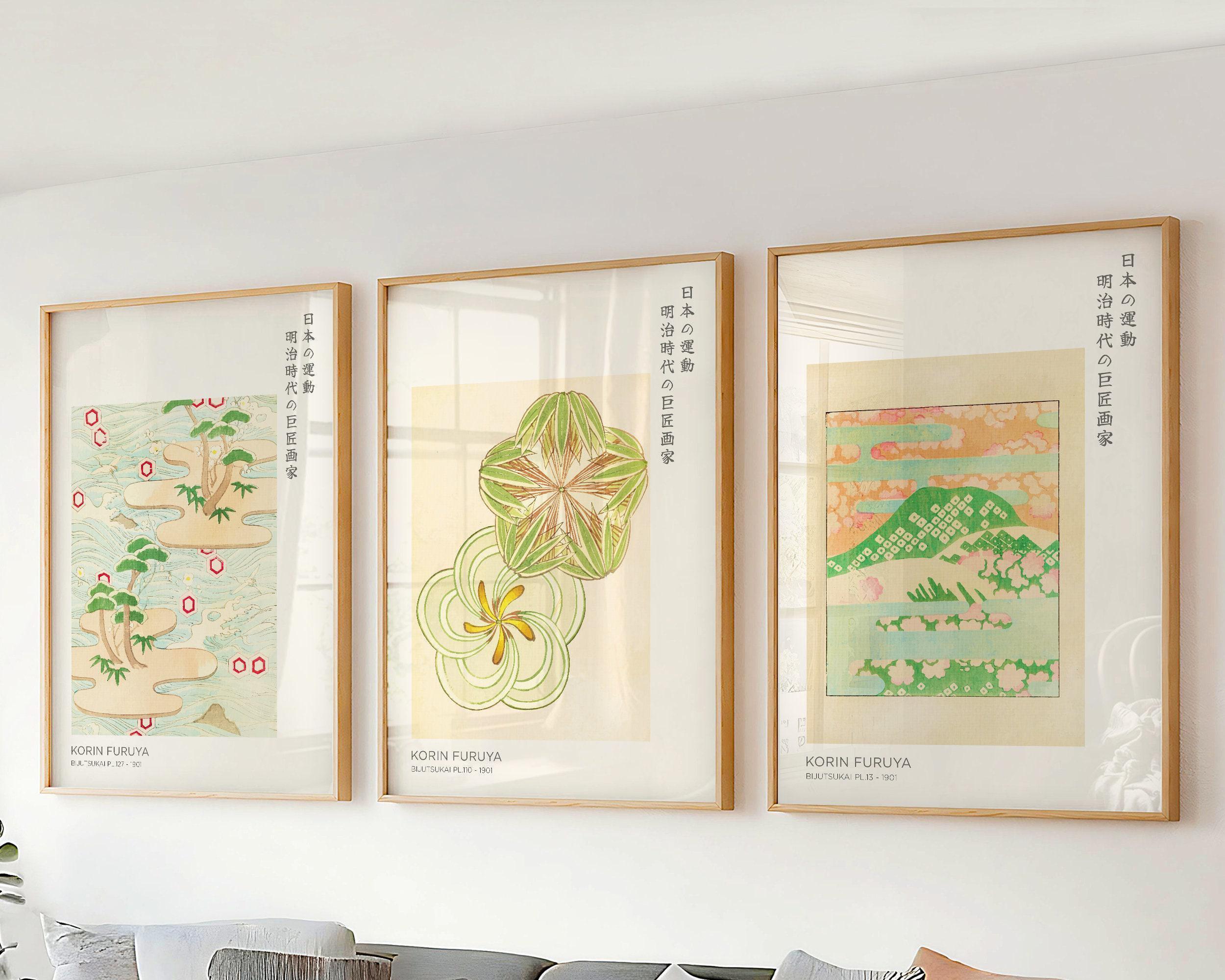 3피스 일본 자연 벽 장식, 빈티지 꽃무늬 산 풍경 목 - Home Decor Japandi 리뷰 및 가격