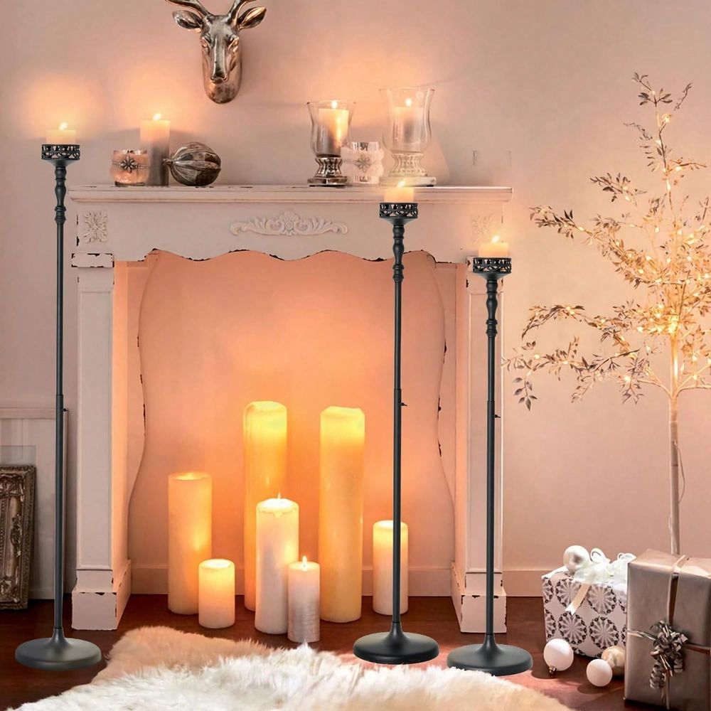 조절 가능한 금속 테이퍼 캔들 홀더, 빈티지 블랙 플로 - Flooring Home Decor 리뷰 및 가격