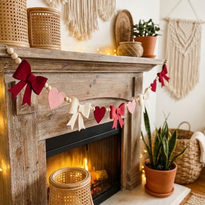 2026년 신상 레드 핑크 하트 펠트 가랜드 발렌타인데 - Home Decor Garland 리뷰 및 가격