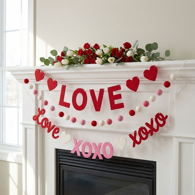 2026년 신상 레드 핑크 하트 펠트 가랜드 발렌타인데 - Home Decor Garland 리뷰 및 가격