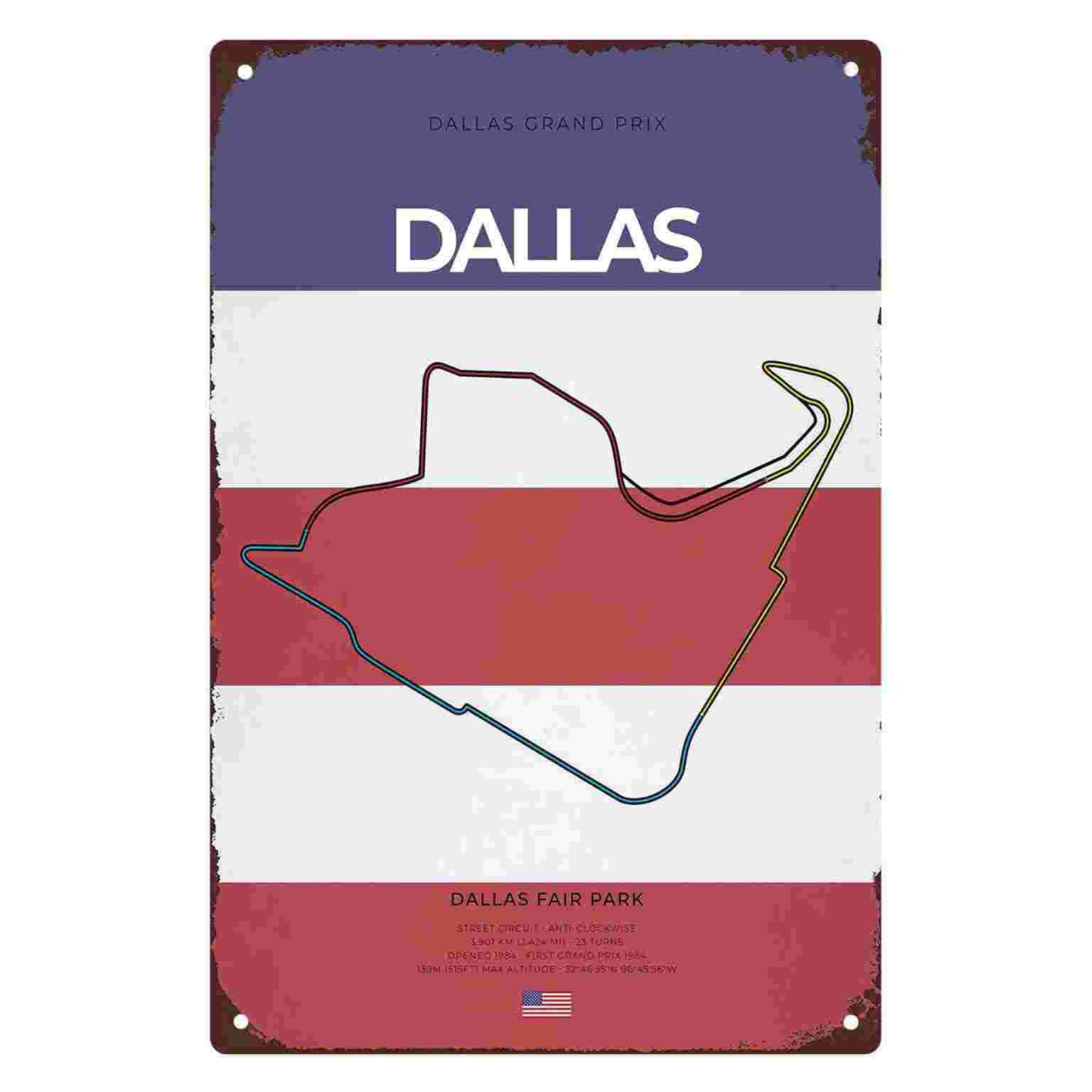 2D 플랫 1개입 달라스 그랑프리 서킷 빈티지 레이싱  - Home Decor Dallas 리뷰 및 가격