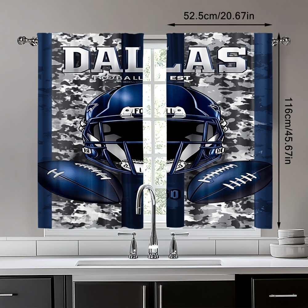 댈러스 풋볼 도어 커튼 2개, 블루 화이트 카모 헬멧  - Home Decor Dallas 리뷰 및 가격