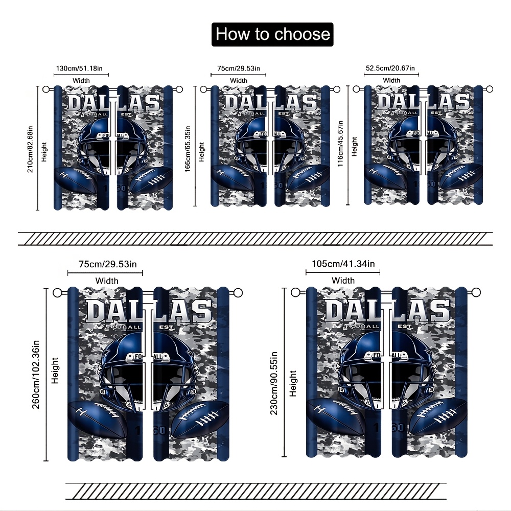 댈러스 풋볼 도어 커튼 2개, 블루 화이트 카모 헬멧  - Home Decor Dallas 리뷰 및 가격