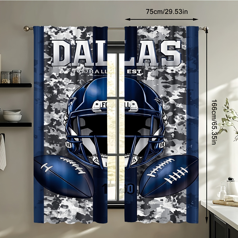 댈러스 풋볼 도어 커튼 2개, 블루 화이트 카모 헬멧  - Home Decor Dallas 리뷰 및 가격