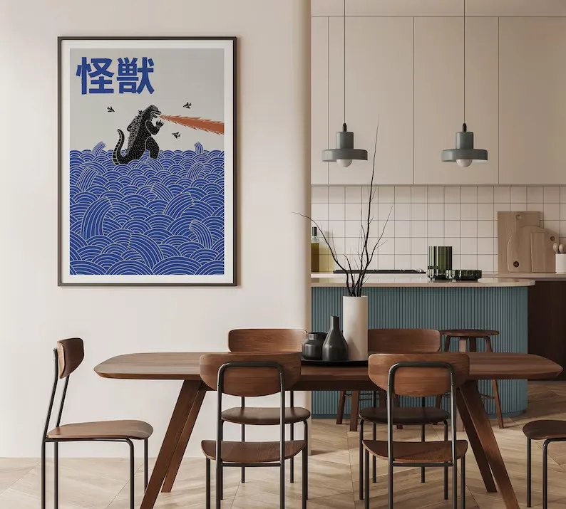 일본 현대 도쿄 아트 캔버스 포스터 일출 파도 후지산  - Home Decor Japandi 리뷰 및 가격