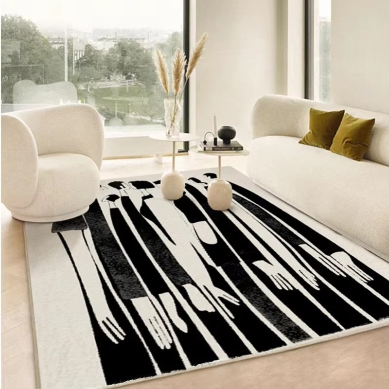 모던 미니멀리스트 거실 러그 블랙 라인 아트 디자인 솔 - Home Decor Ig 리뷰 및 가격