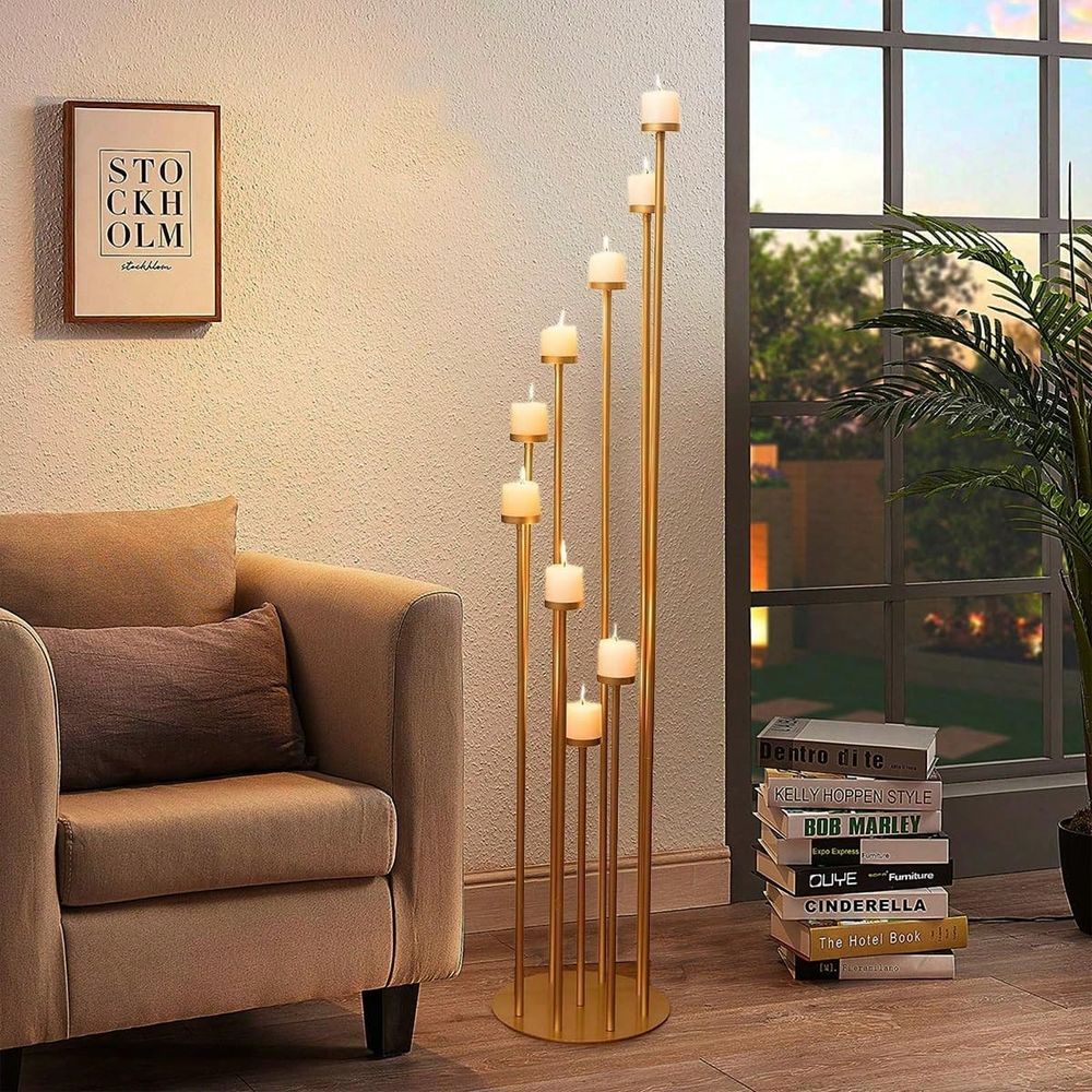 2개 9암 촛대, 결혼식 통로 장식용 높이 조절 가능한 - Flooring Home Decor 리뷰 및 가격