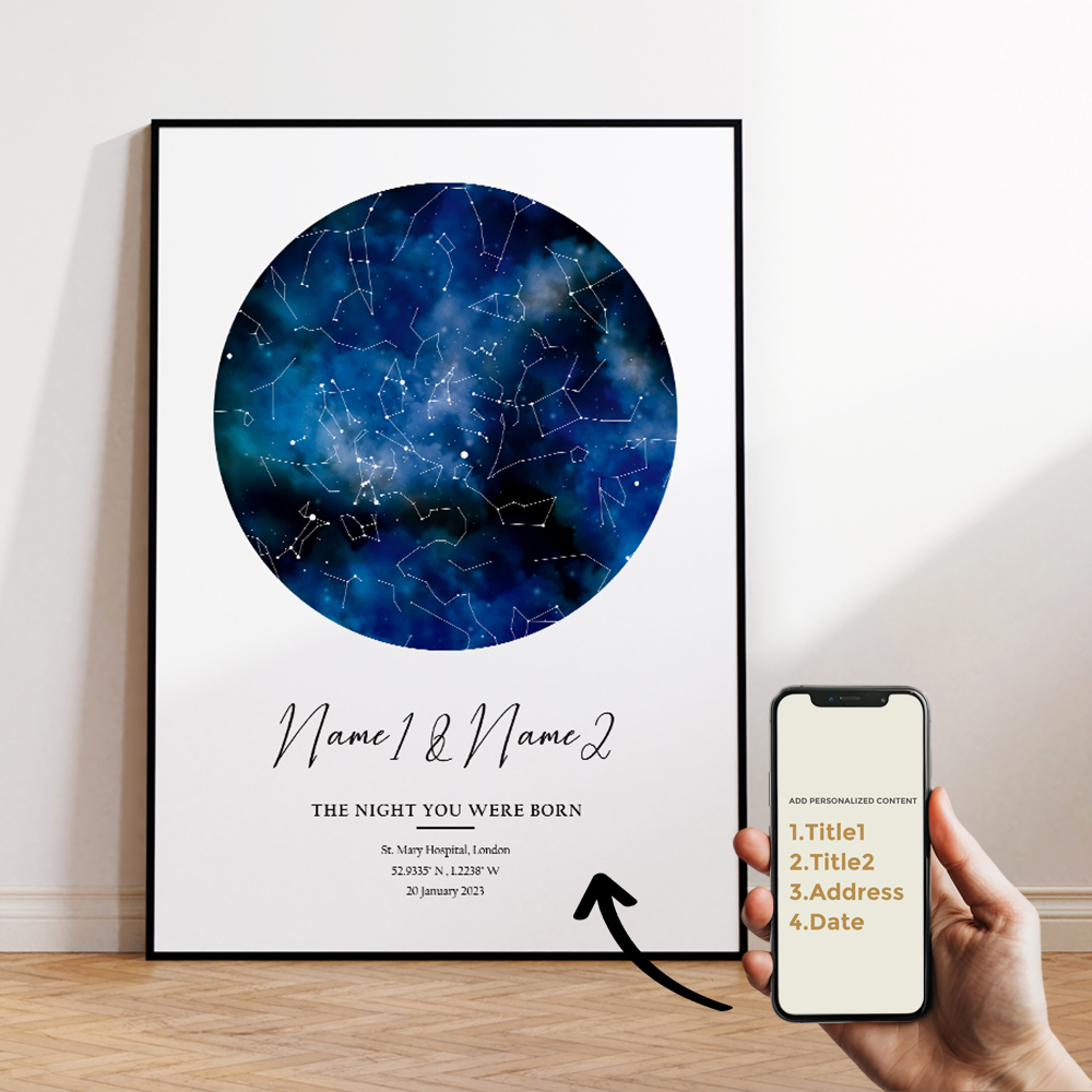 현대적인 맞춤형 개인화된 밤하늘 별 지도 벽 예술 캔버 - Home Decor Foto 리뷰 및 가격