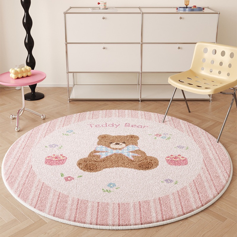 귀여운 원형 거실 장식 카펫, 핑크 소녀 침실 침대 옆 - Home Decor Ig 리뷰 및 가격