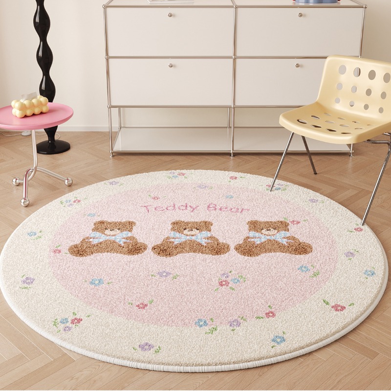 귀여운 원형 거실 장식 카펫, 핑크 소녀 침실 침대 옆 - Home Decor Ig 리뷰 및 가격