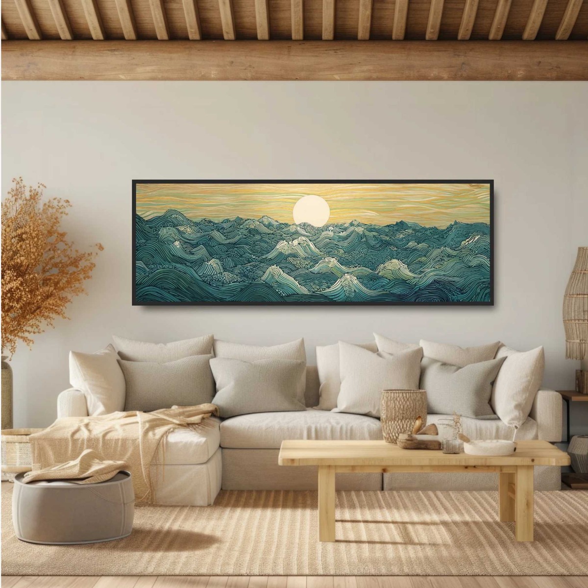 일본 우키요에 문 웨이브 캔버스 프린트 포스터 재팬디  - Home Decor Japandi 리뷰 및 가격