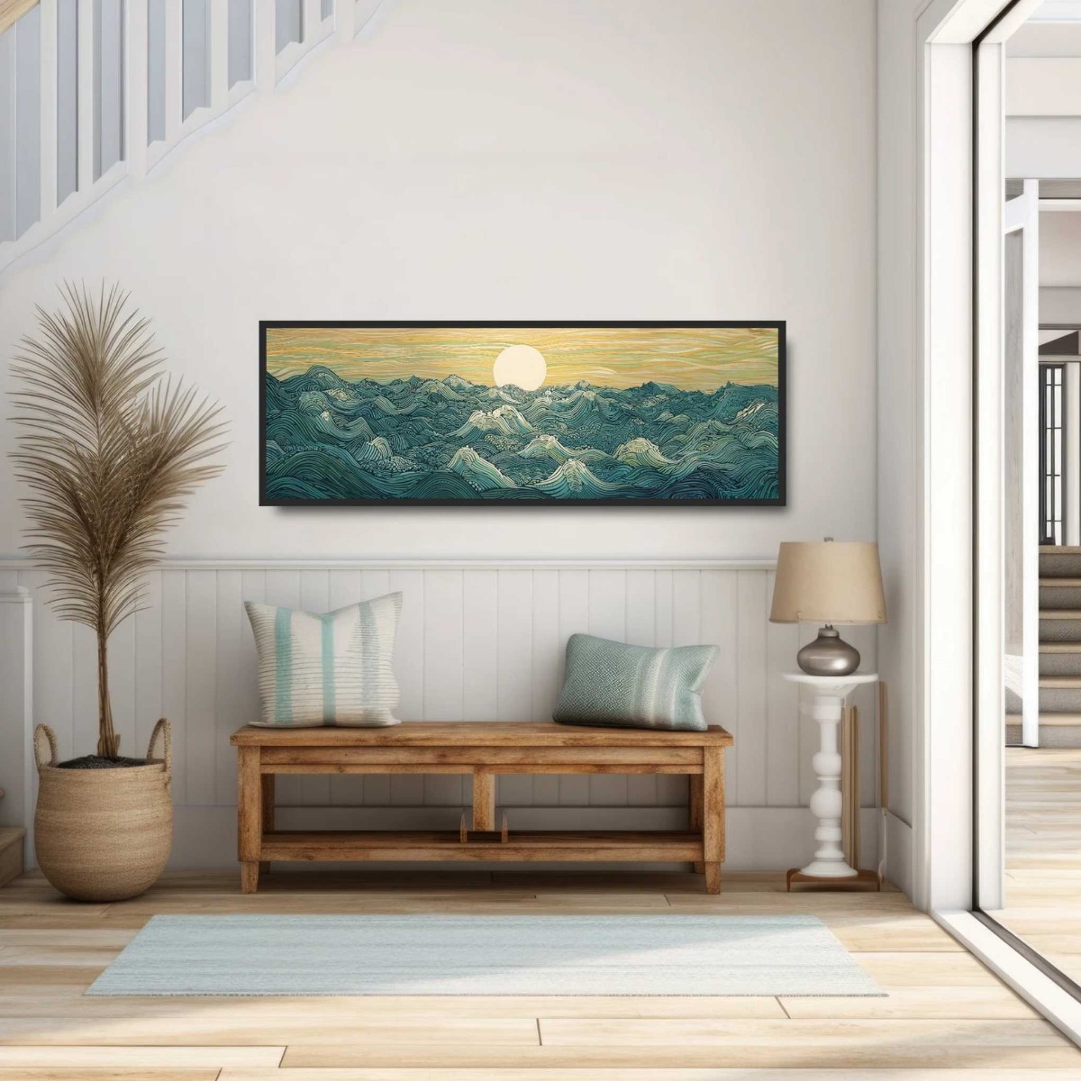 일본 우키요에 문 웨이브 캔버스 프린트 포스터 재팬디  - Home Decor Japandi 리뷰 및 가격