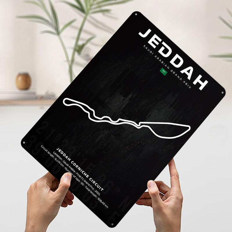 제다 서킷 지도 포스터 맞춤형 벽 장식 빈티지 금속 간 - Home Decor Jeddah 리뷰 및 가격