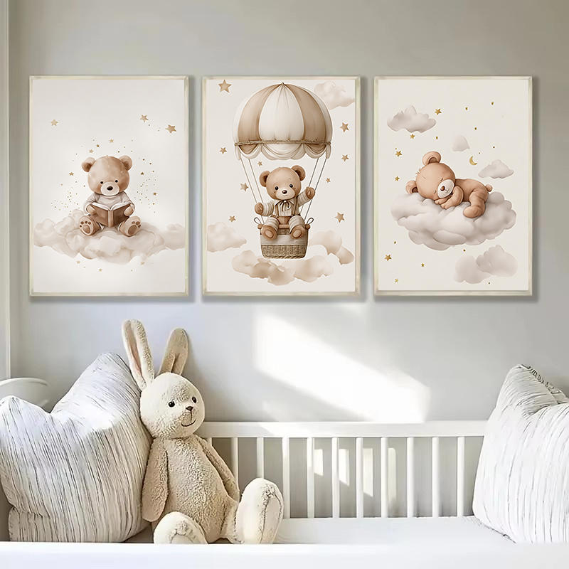 보헤미안 테디베어 동물 맞춤 아기 이름 유아방 캔버스  - Home Decor Foto 리뷰 및 가격