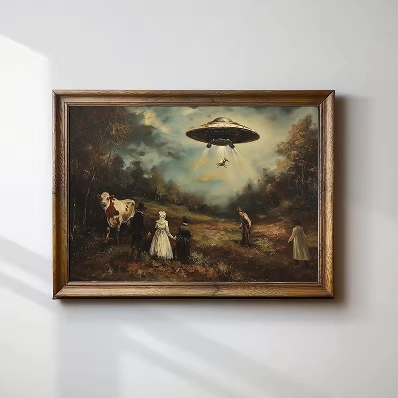 빈티지 초현실적 재미있는 빅토리아 시대 UFO 풍경 소 - Victory Home Decor 리뷰 및 가격