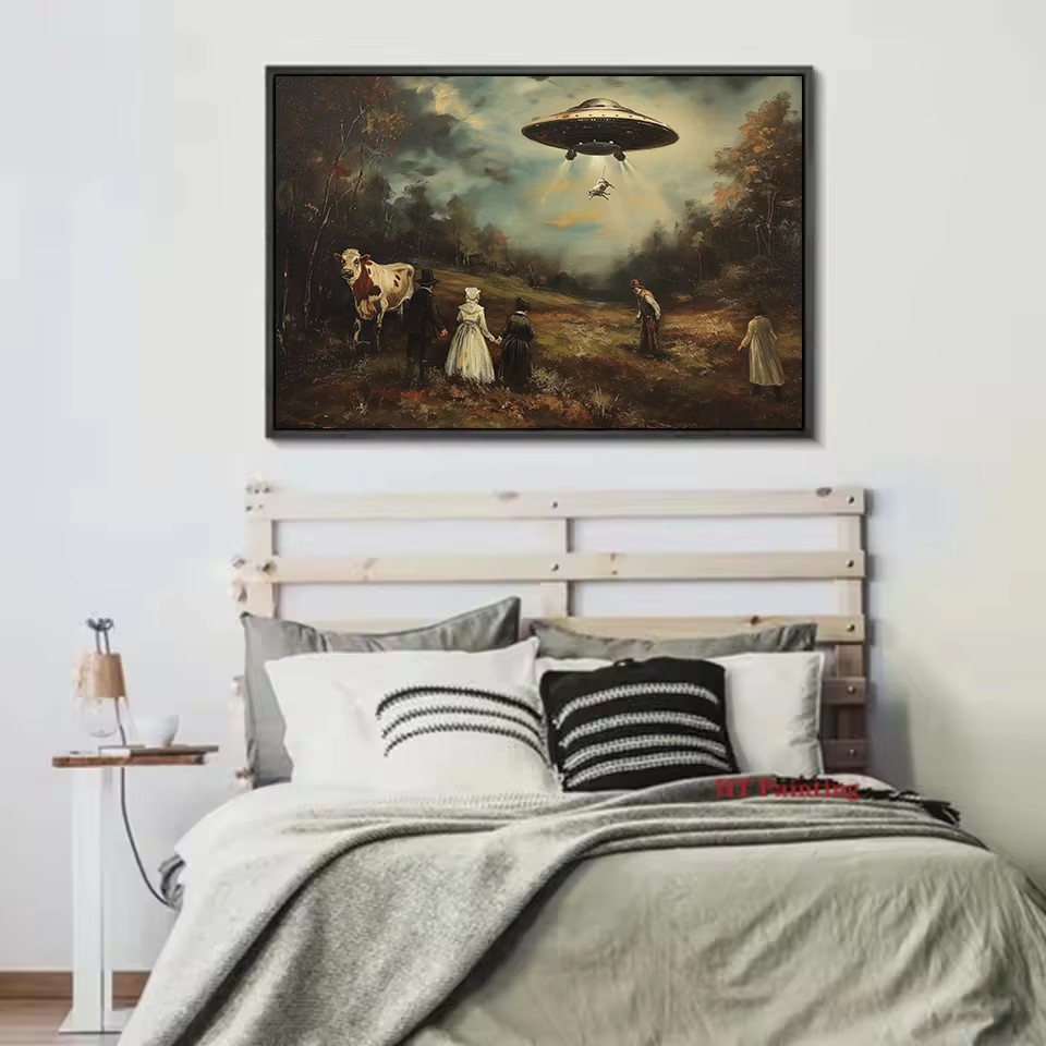 빈티지 초현실적 재미있는 빅토리아 시대 UFO 풍경 소 - Victory Home Decor 리뷰 및 가격