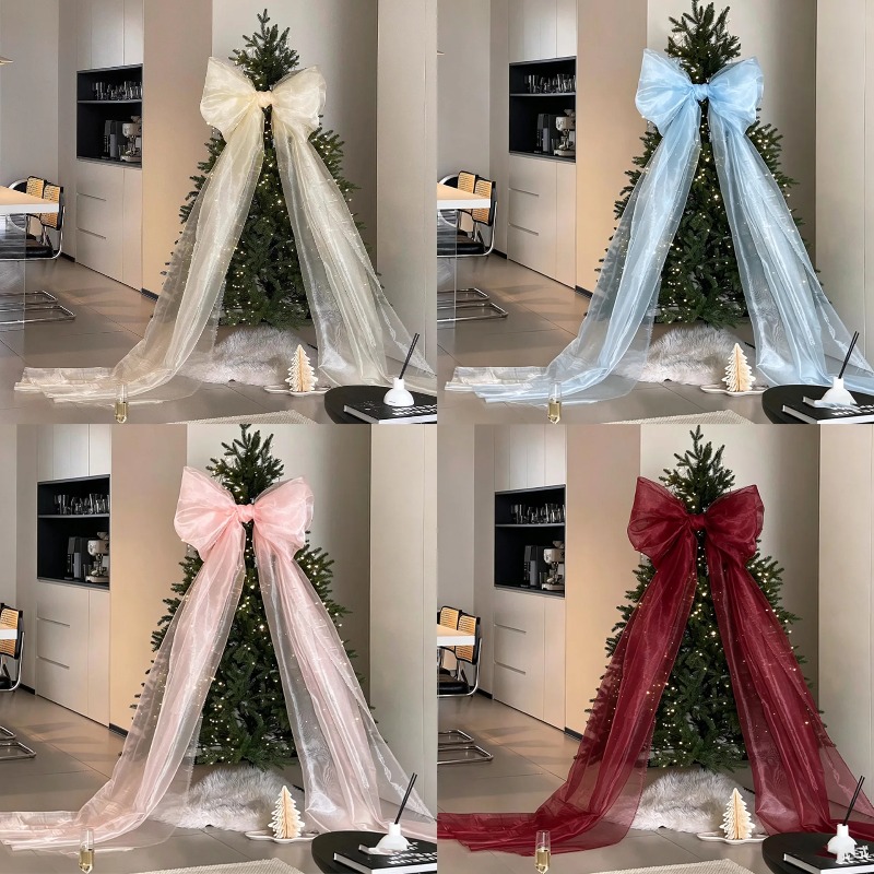 눈부신 진주빛 거즈 리본 크리스마스 트리 장식, 홈 데 - Home Decor Exchange 리뷰 및 가격