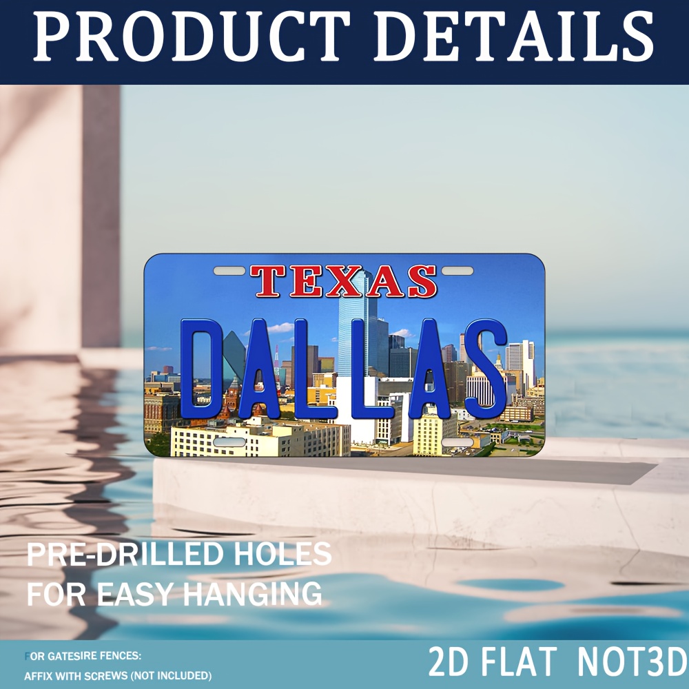 2D 평면형, 1개 빈티지 텍사스 달라스 금속 벽 장식 - Home Decor Dallas 리뷰 및 가격