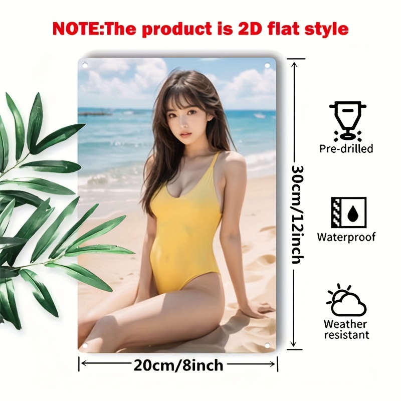 2D 메탈 사인 빈티지 메탈 비치 벽 장식, 노란색 수 - Home Decor Yellow 리뷰 및 가격